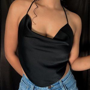 SATIN BANDANA TOP (BLACK)